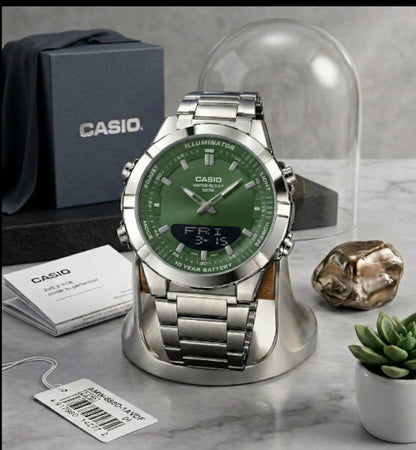 Casio Men's AMW-880D-9AVDF Watch – Stainless Steel Digital-Analog Sports Watch