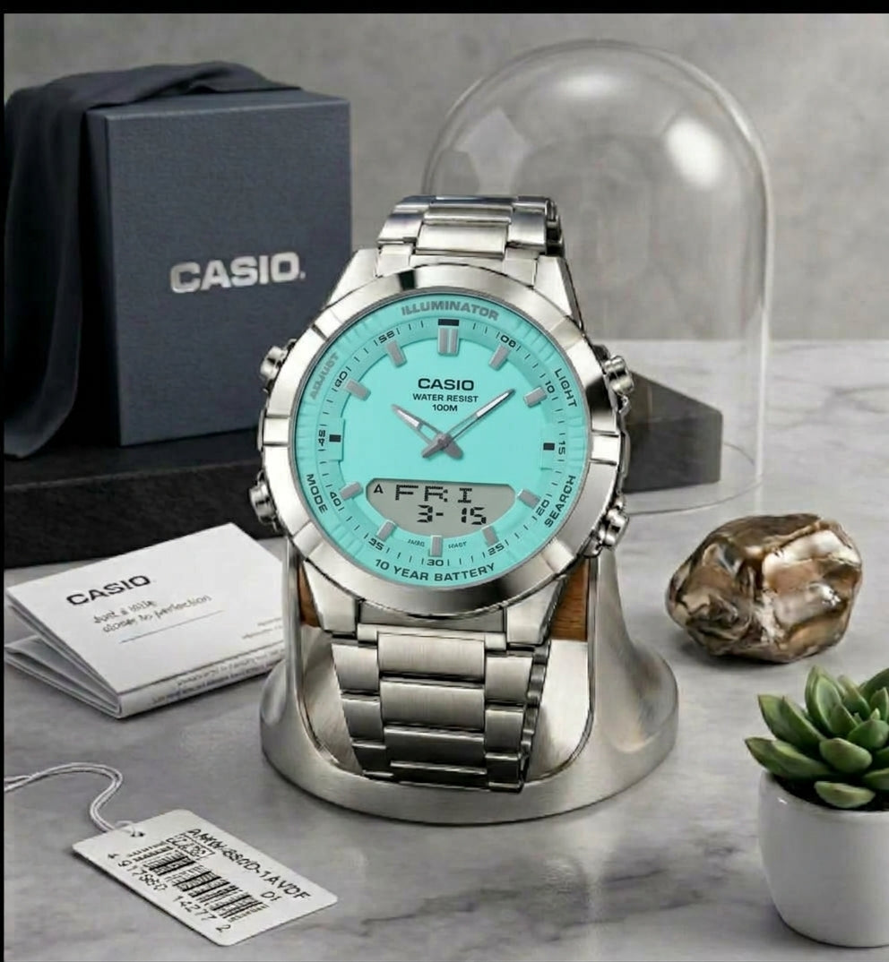 Casio Men's AMW-880D-9AVDF Watch – Stainless Steel Digital-Analog Sports Watch