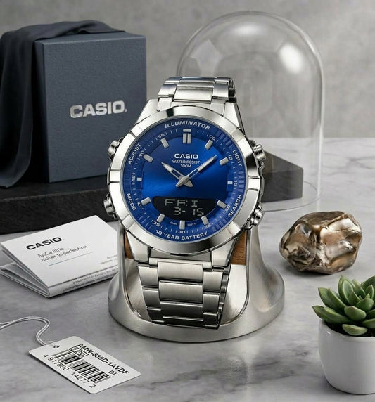 Casio Men's AMW-880D-9AVDF Watch – Stainless Steel Digital-Analog Sports Watch